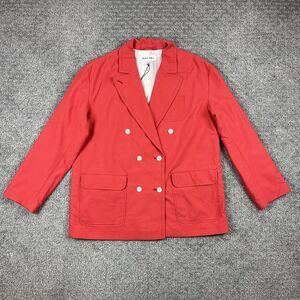 Alex Mill Blazer Womens Large Red Tomato Double Breasted Cotton Jacket Career